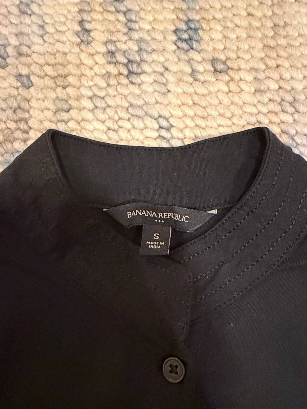 Banana Republic Black Casual Button-Down Henley Shirt